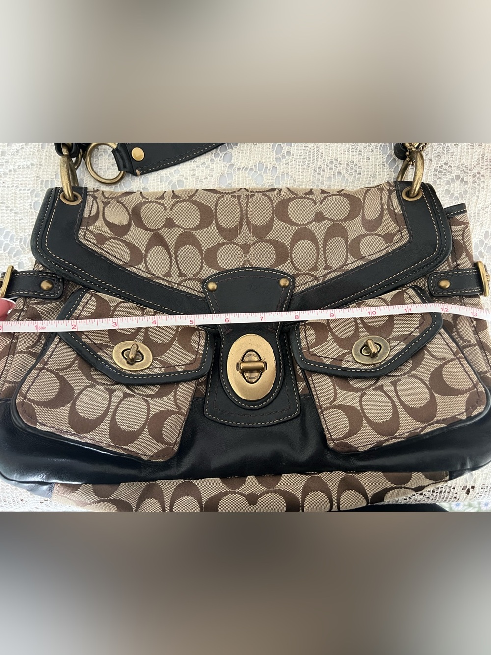 Coach Legacy Leigh Signature Canvas and Black Leather Shoulder Bag - Picture 13 of 16